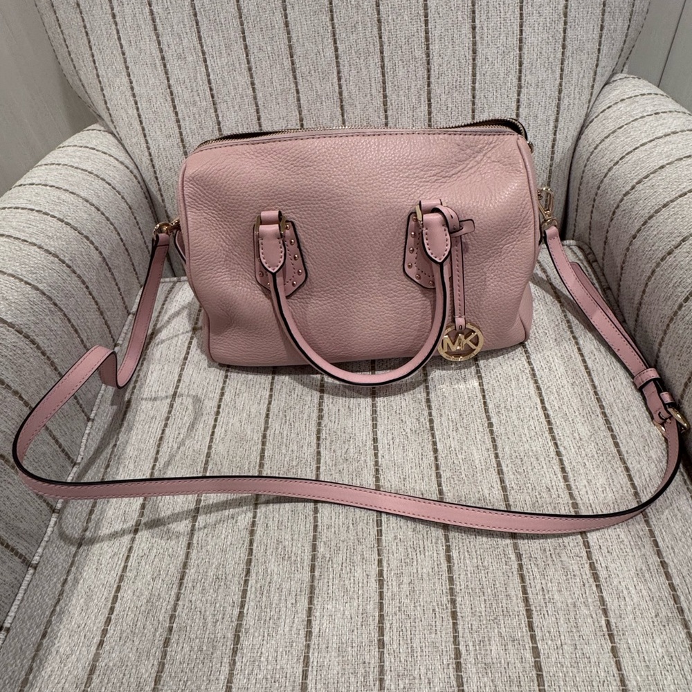 Michael Kors soft pink leather satchel with matching wallet